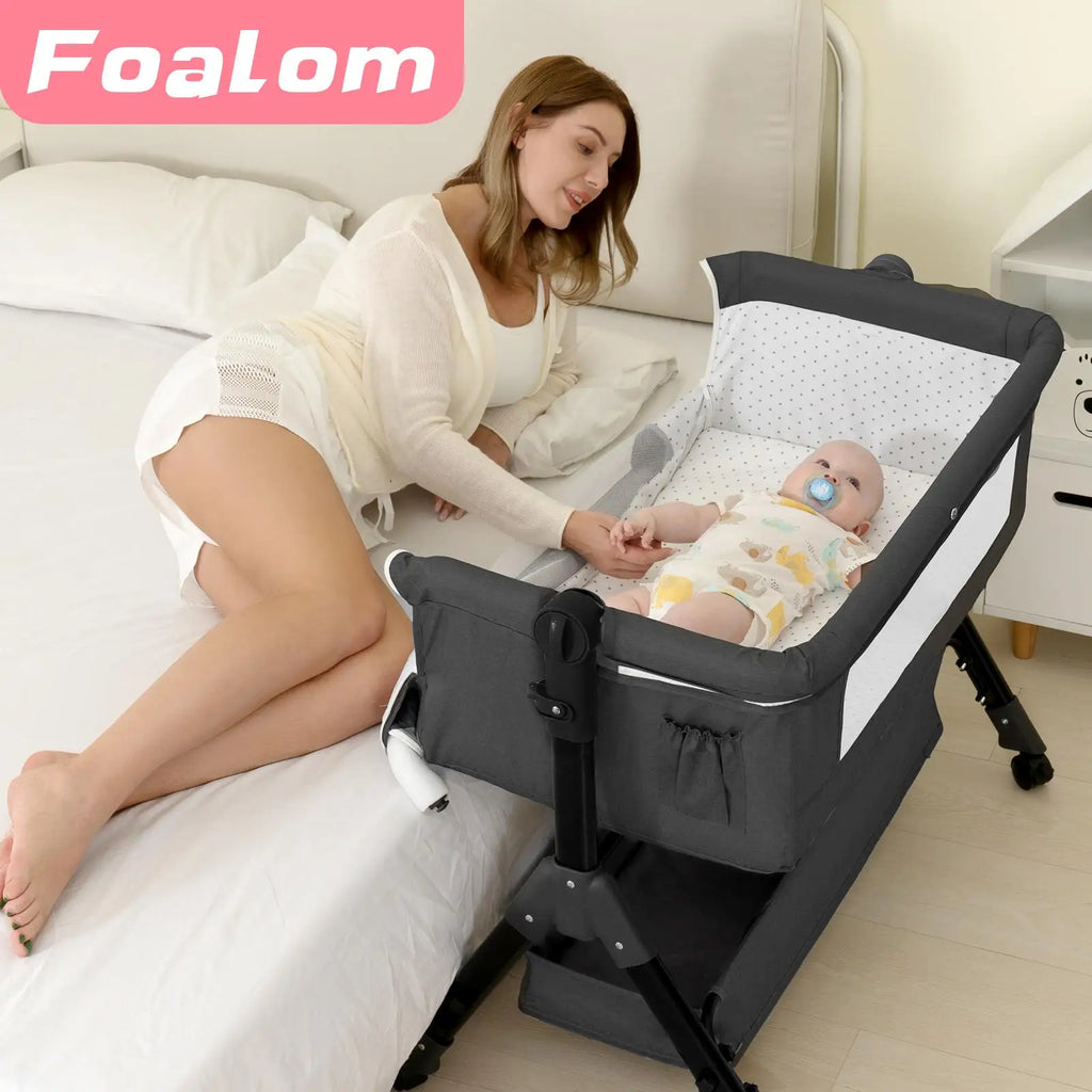 3 in 1 Baby Bassinet Bedside Sleeper, Easy to Assemble & Foldable Portable Baby Cradle for Newborns