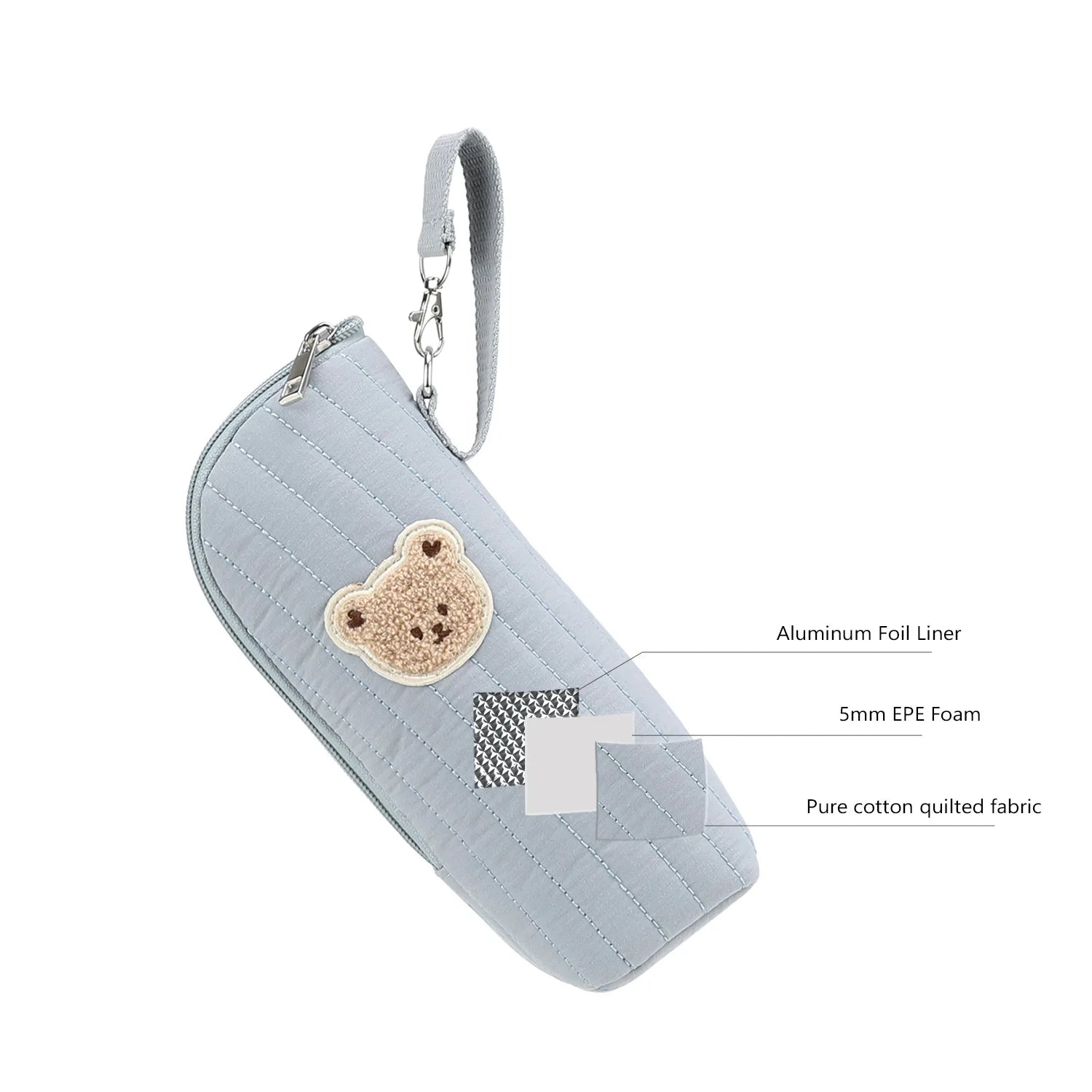 Portable Baby Bottle Bag with Polyester Insulation Heat Retention Cartoon Bear Design for Stroller Storage
