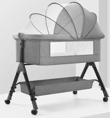 Factory Removable Belt Folding Baby Bed  Adjustable Height  Bedside Bed Shaker Diaper Mosquito Net for Baby Bedroom Cradle