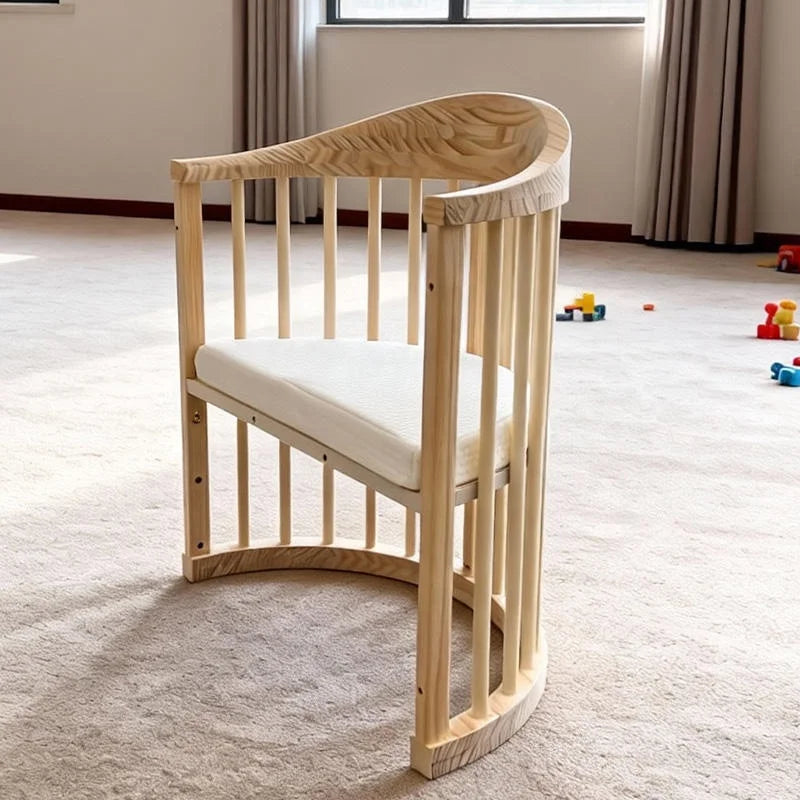 NZMAN Varnished Nursery Furniture Sets Convertible 3-in-1 Newborn Baby Oval Shaped Wooden BPA Free Cot Bed Crib with Wheels