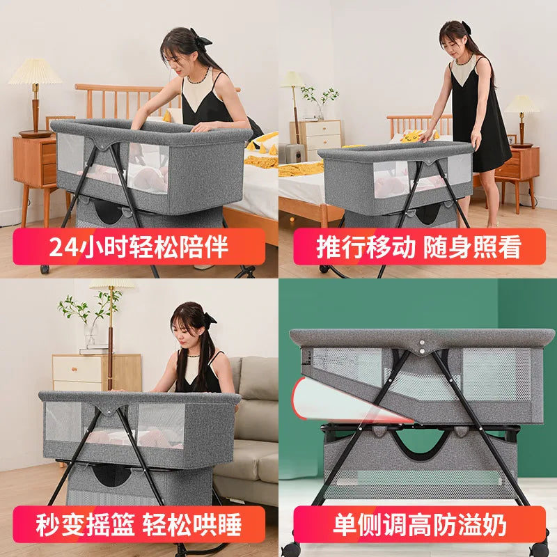 New Modern Design Folding Baby Bedding Set Sleeping Cradle Kids Cribs Sleeper Swing Beds Baby Bassinet Bedside Crib for New Born