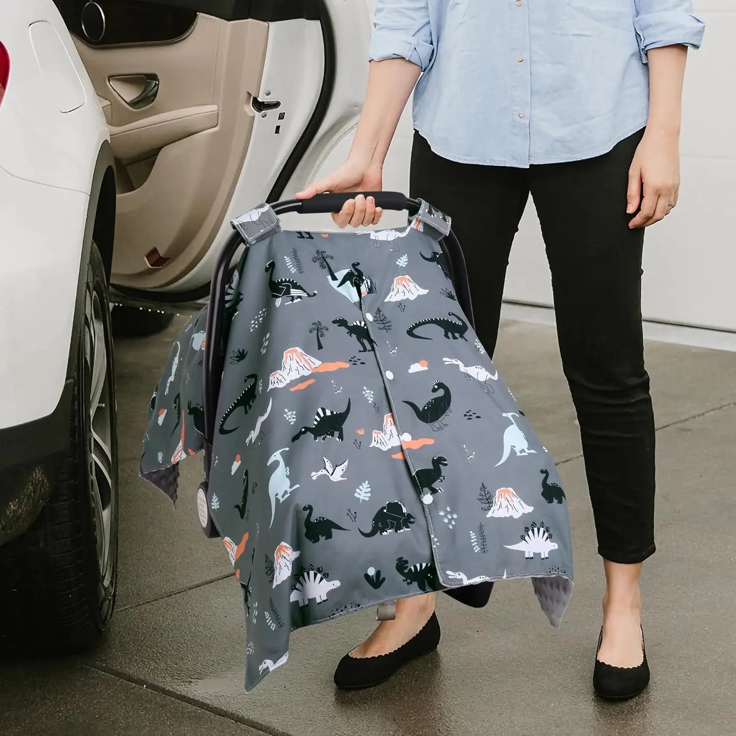 Cartoon Baby Carrier Cover, Winter Warm Shade Canopy, Outdoor Sun Shield Cover for Newborn Stroller & Car Seat