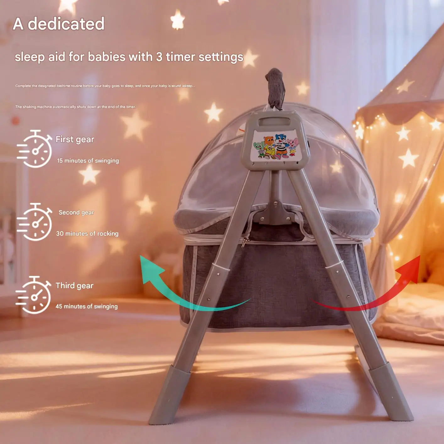 New Electric Baby Cradle Automatic Swing Bassinet with Music Remote Control Portable Newborn Folding Rocking Bed