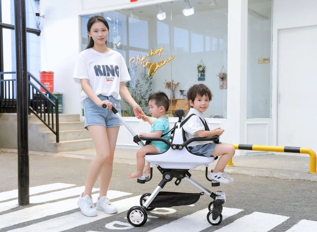 Twins Foldable Infant & Toddler Convertible 2-Seat Aluminum Alloy Frame Lightweight Compact Stroller for Family Use