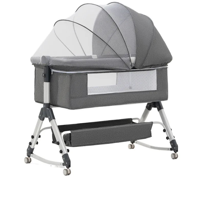 Portable Folding Height Adjustable New Born Toddlers Bassinet Baby Cradle Bed Portable Travel Crib with Mosquito Net