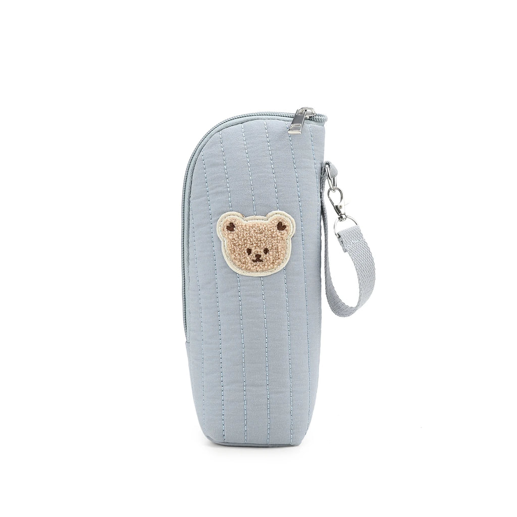 Portable Baby Bottle Bag with Polyester Insulation Heat Retention Cartoon Bear Design for Stroller Storage