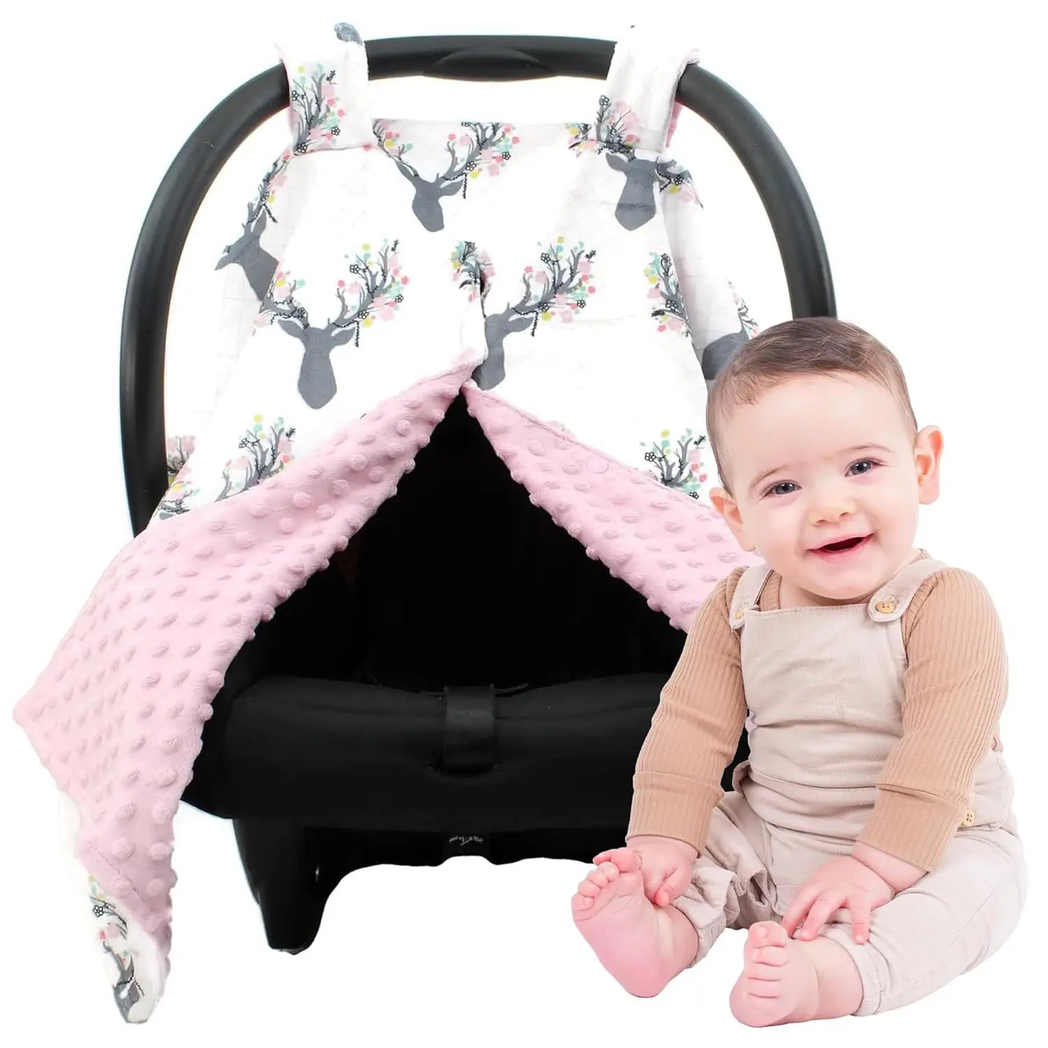 Cartoon Baby Carrier Cover, Winter Warm Shade Canopy, Outdoor Sun Shield Cover for Newborn Stroller & Car Seat