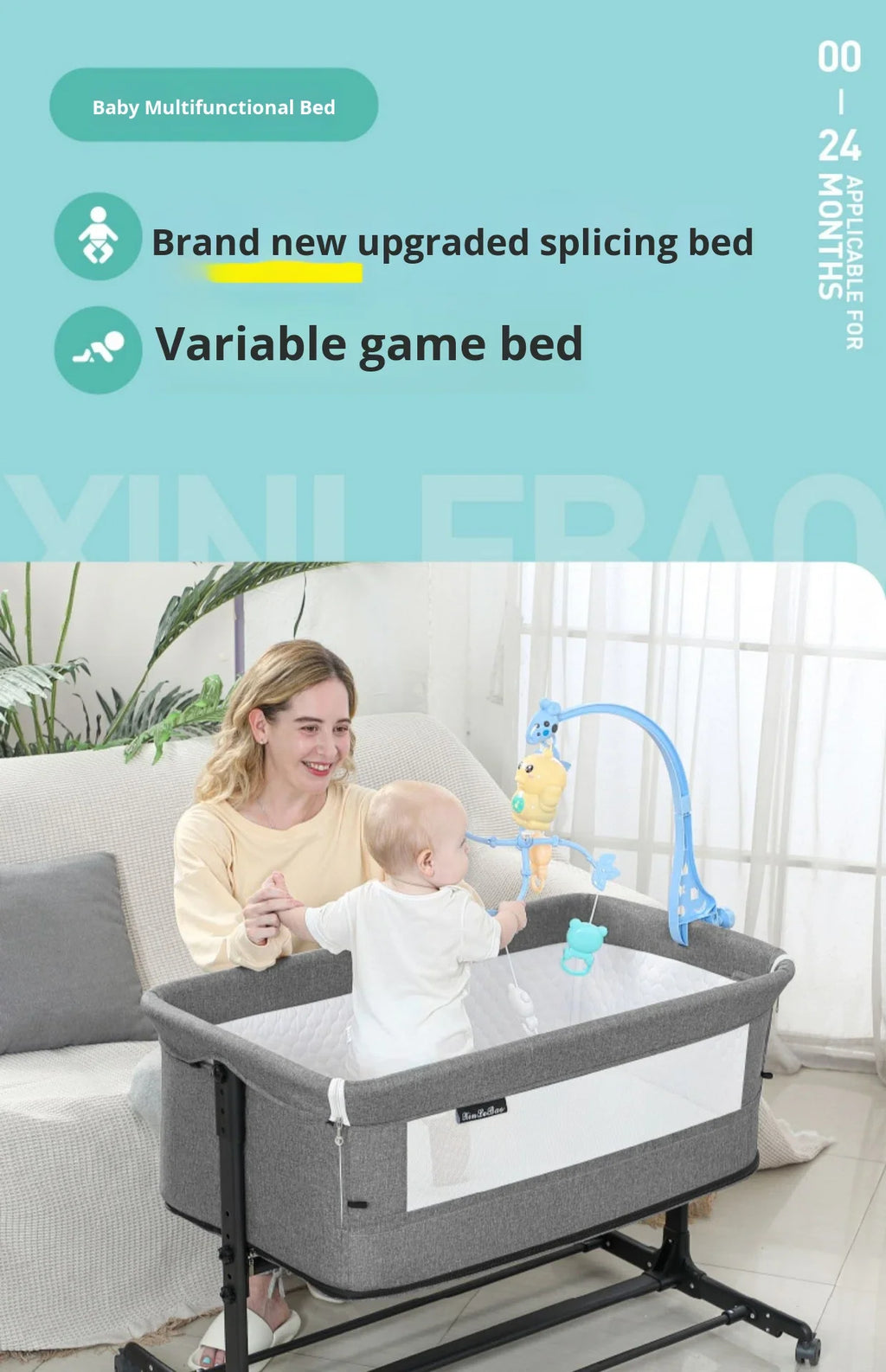 Portable Unisex Foldable Metal Cradle Crib Newborn Mobile Bed & Play Bed Baby Supplies