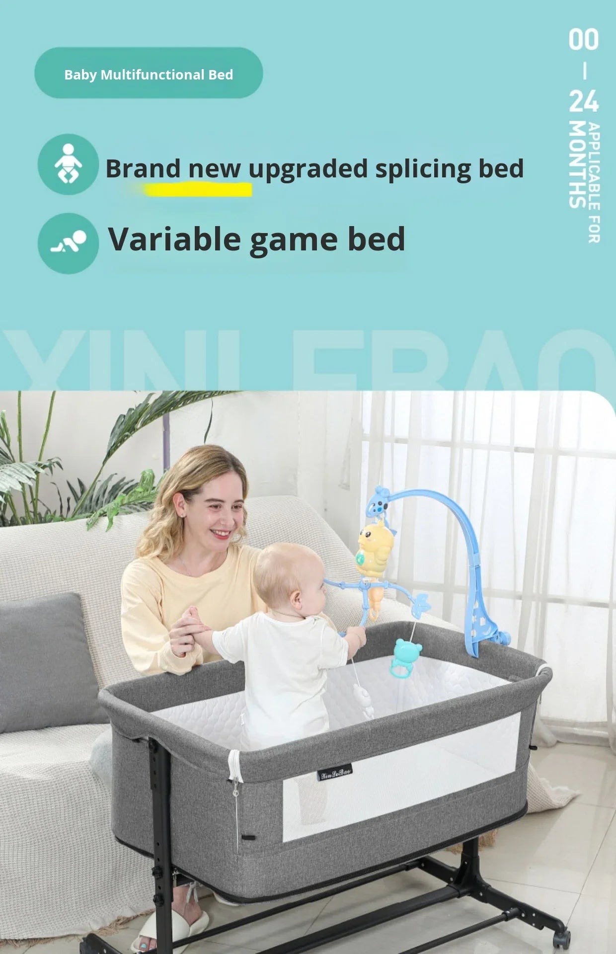 Portable Unisex Foldable Metal Cradle Crib Newborn Mobile Bed & Play Bed Baby Supplies