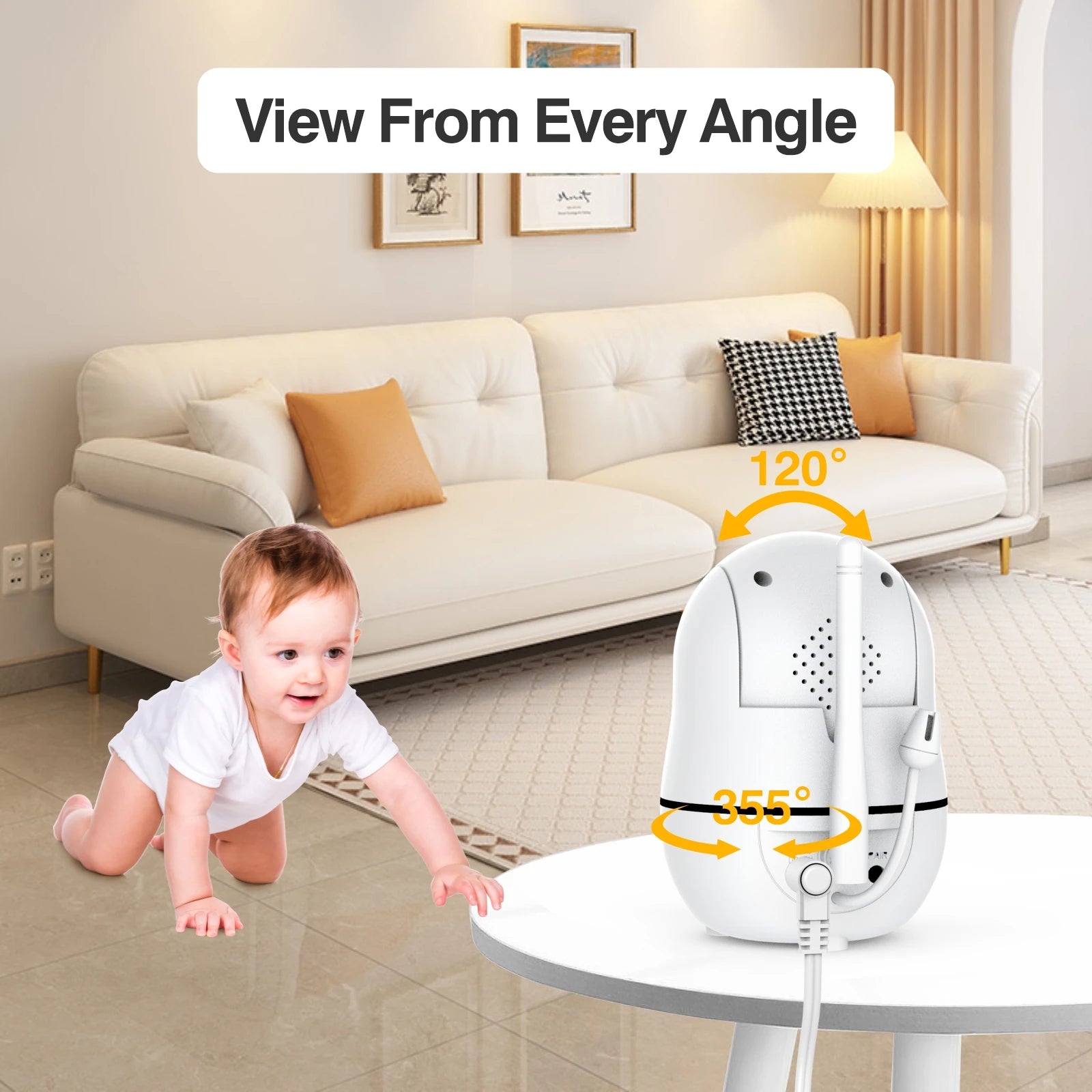 Baby Monitor  Night Vision Sound Activated Built-in Lullabies Two Way Audio Temperature 5inch Baby Monitor Camera with Screen