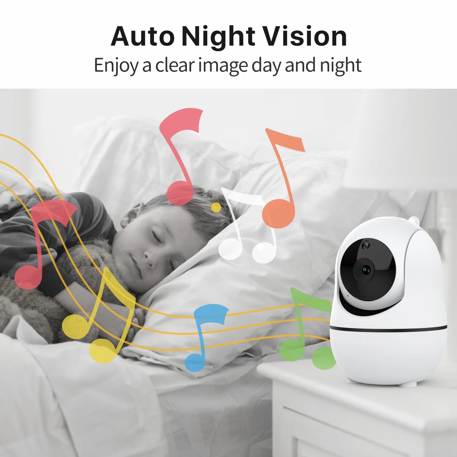 Baby Monitor  Night Vision Sound Activated Built-in Lullabies Two Way Audio Temperature 5inch Baby Monitor Camera with Screen