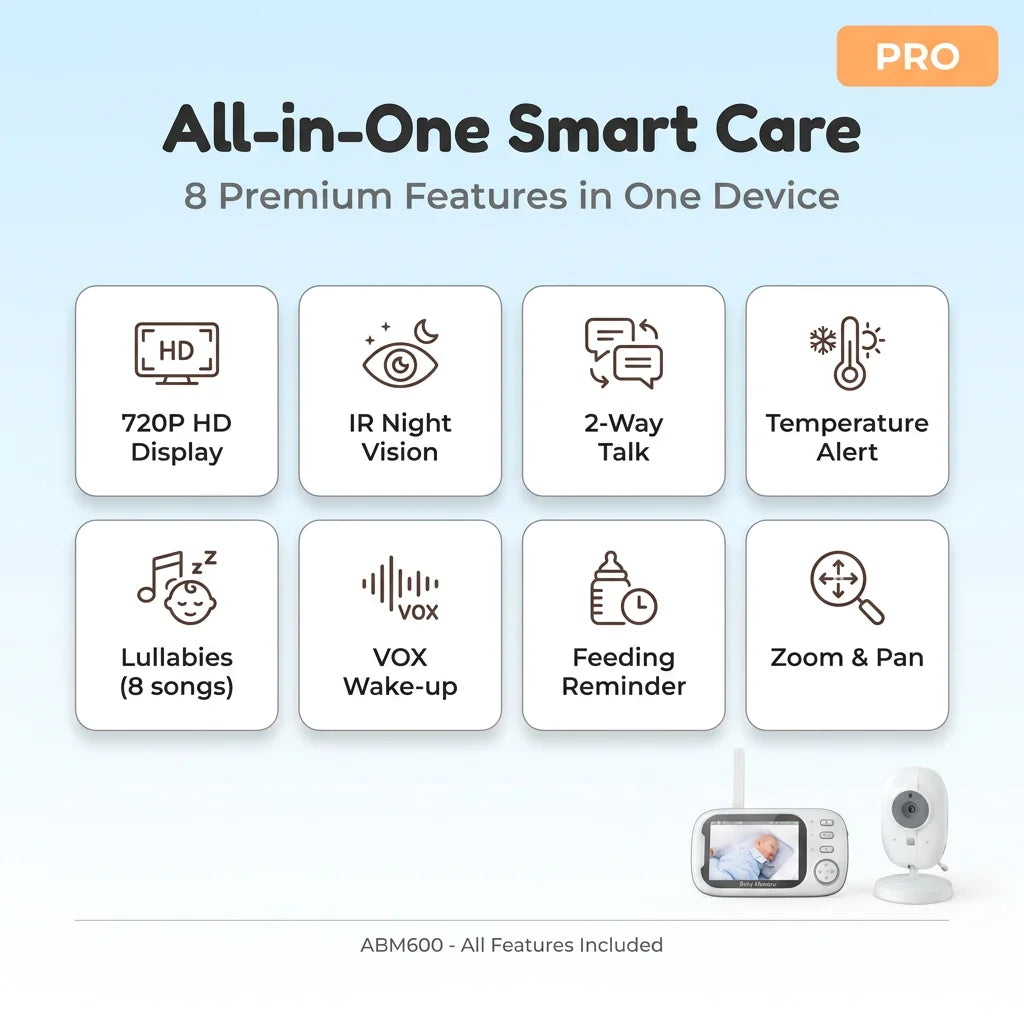 Infant Monitor with Camera and Audio 3.5" LCD Display 720P HD Video Baby Monitor with Night Vision VOX Mode Temperature Sensor