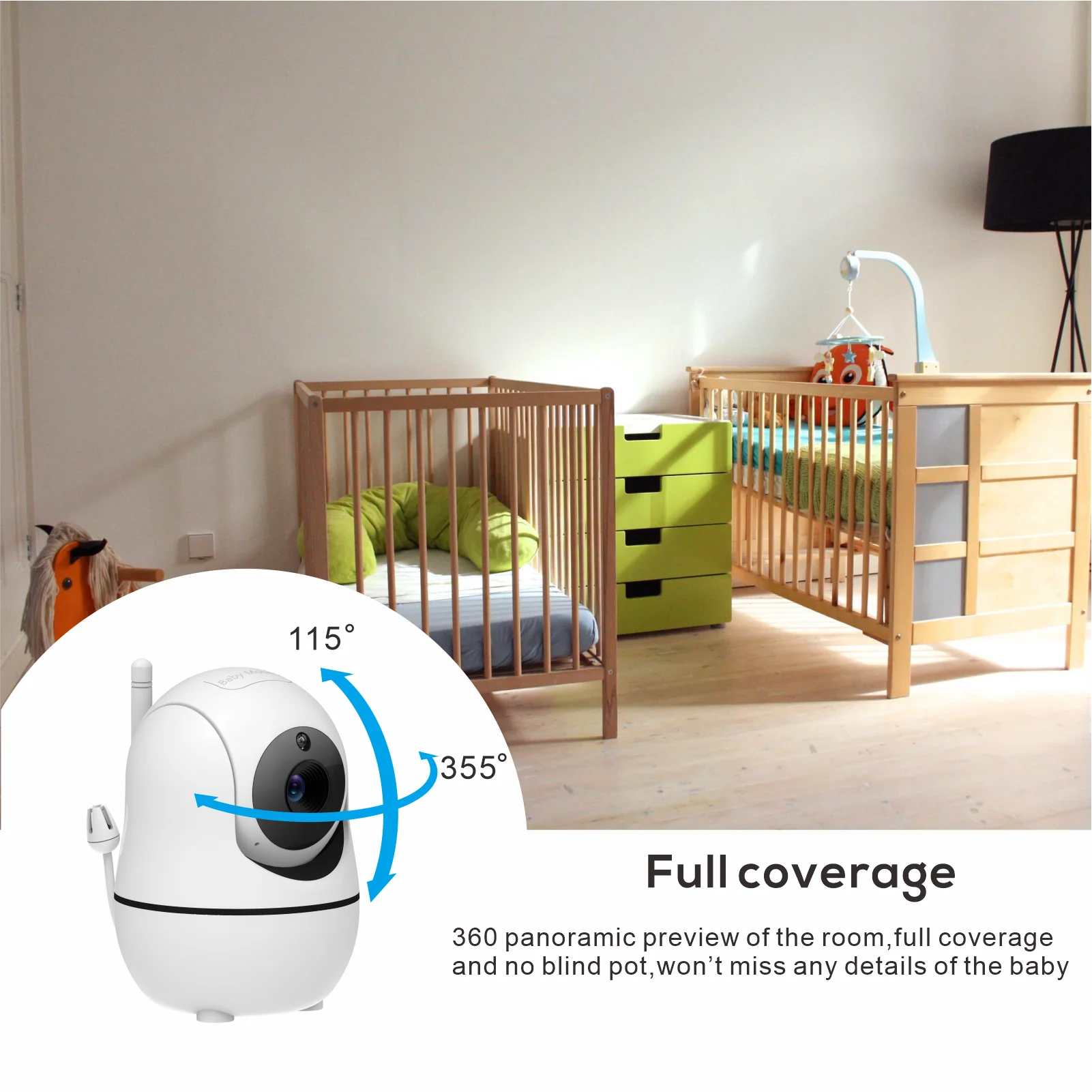 5.0 Inch Baby Monitor with Camera Wireless Video Nanny 720P HD Security Night Vision Temperature Sleep Remote  2 Way Audio