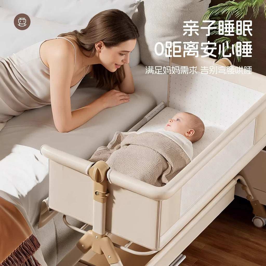 Multifunctional Foldable Baby Crib, Portable Sleeper Bed, Newborn Side Bed for Baby