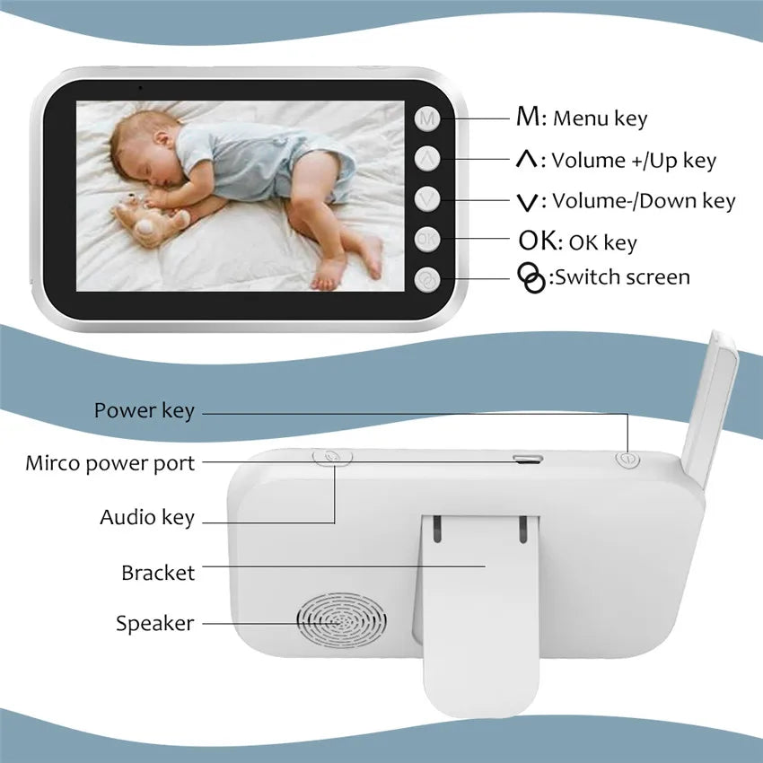 4.3 Inch Digital Wireless Baby Monitor Music Player Two-way Intercom Night Vision and Room Temperature Monitoring 4.3 Inch Digit