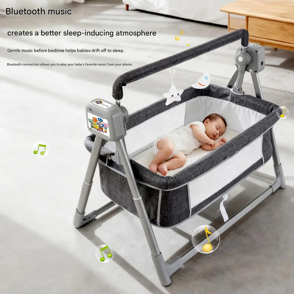 New Electric Baby Cradle Automatic Swing Bassinet with Music Remote Control Portable Newborn Folding Rocking Bed