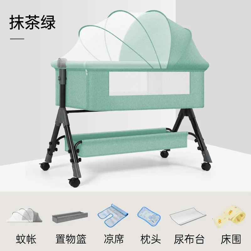 Multifunctional Foldable Baby Crib, Portable Sleeper Bed, Newborn Side Bed for Baby
