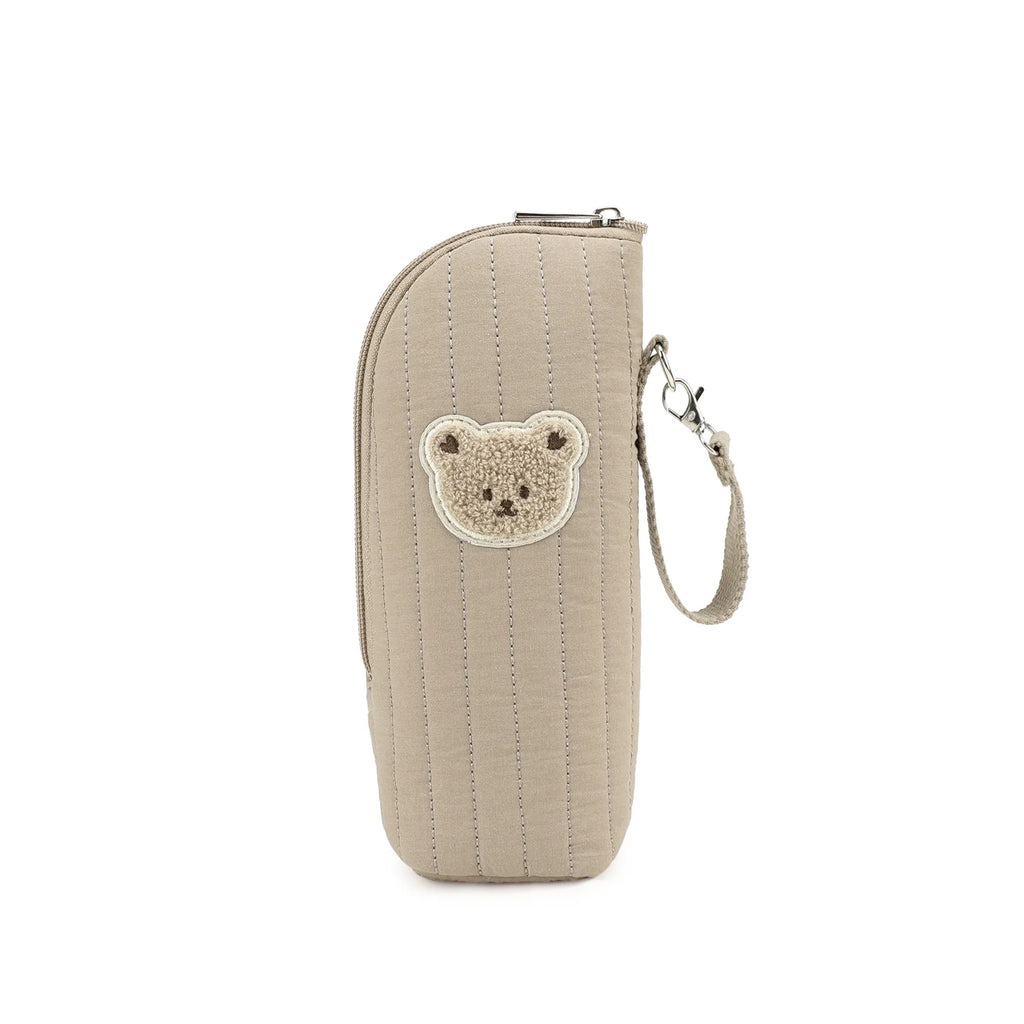 Portable Baby Bottle Bag with Polyester Insulation Heat Retention Cartoon Bear Design for Stroller Storage