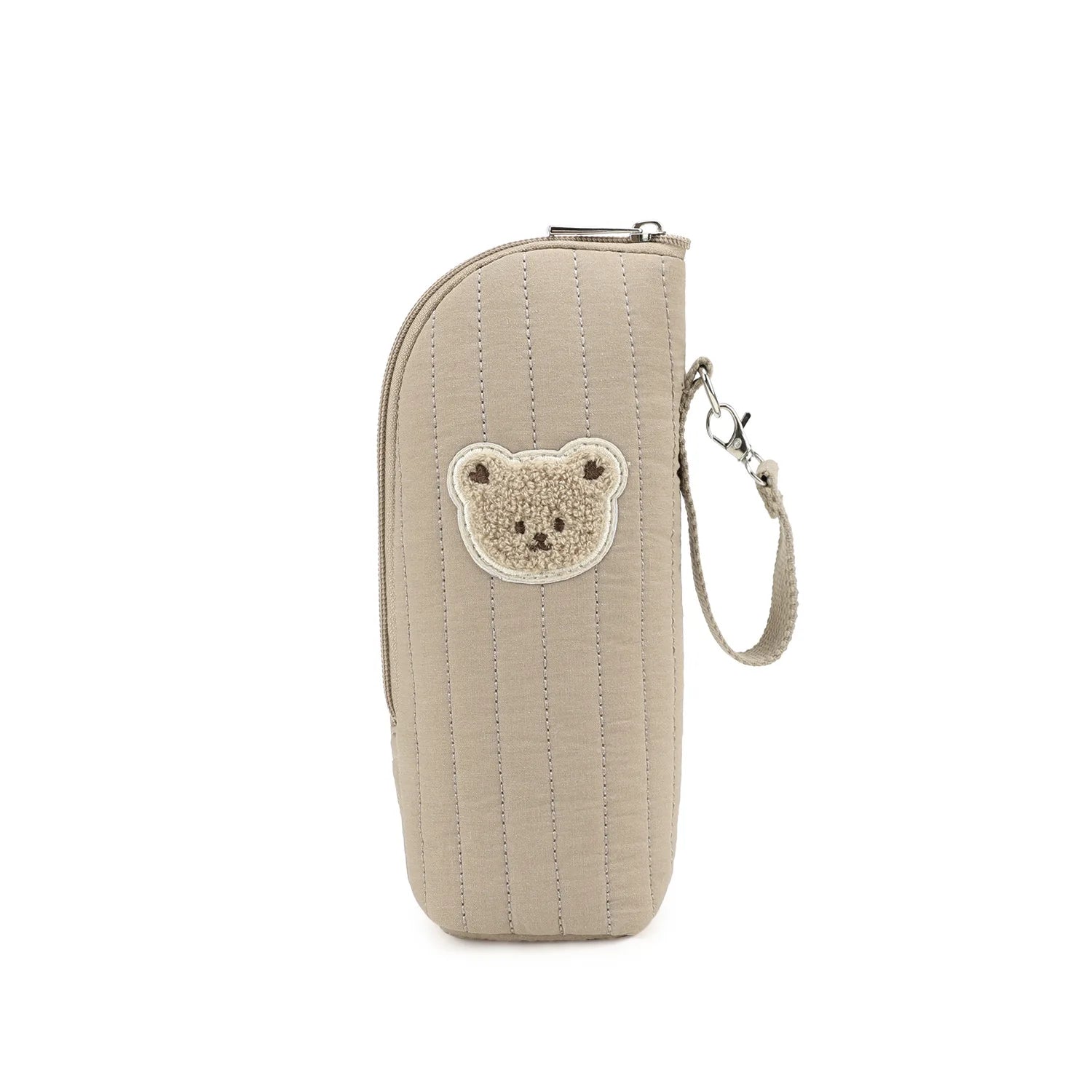 Portable Baby Bottle Bag with Polyester Insulation Heat Retention Cartoon Bear Design for Stroller Storage