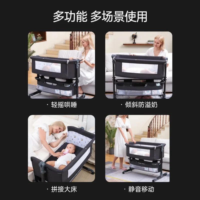 Multifuncional Baby Swing Bed Cradle Adjustable Height Baby Bassinet Bedside Sleeper Bed Crib for Baby