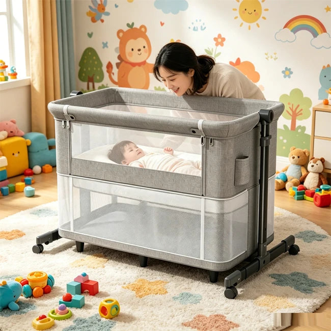 Foldable Cradle Bed With Mosquito Net and Storage Bag 3 Colors Available Can Be Stored for Easy Portability Baby Cradle Bed