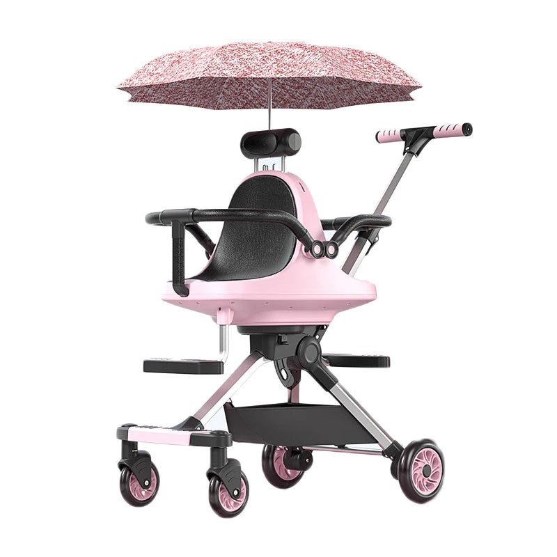 Twins Foldable Infant & Toddler Convertible 2-Seat Aluminum Alloy Frame Lightweight Compact Stroller for Family Use