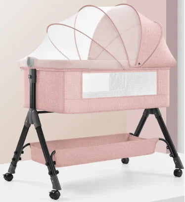 Factory Removable Belt Folding Baby Bed  Adjustable Height  Bedside Bed Shaker Diaper Mosquito Net for Baby Bedroom Cradle