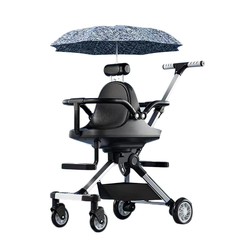 Twins Foldable Infant & Toddler Convertible 2-Seat Aluminum Alloy Frame Lightweight Compact Stroller for Family Use