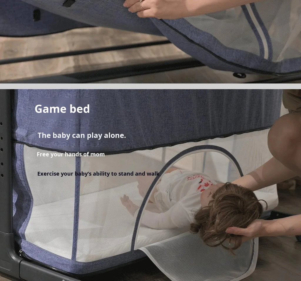Newborn Mobile Bed Play Bed Foldable Crib Portable Infant Crib Bassinet Adjustable Bedside Bassinet With Lockable Wheels