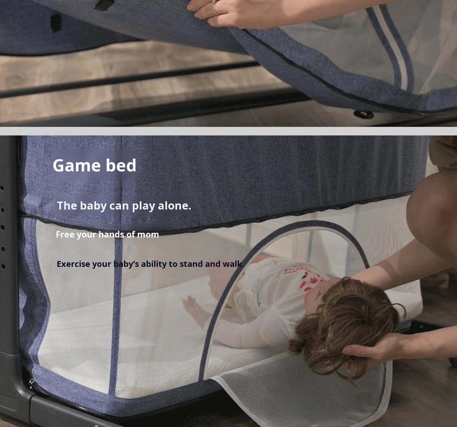 Newborn Mobile Bed Play Bed Foldable Crib Portable Infant Crib Bassinet Adjustable Bedside Bassinet With Lockable Wheels