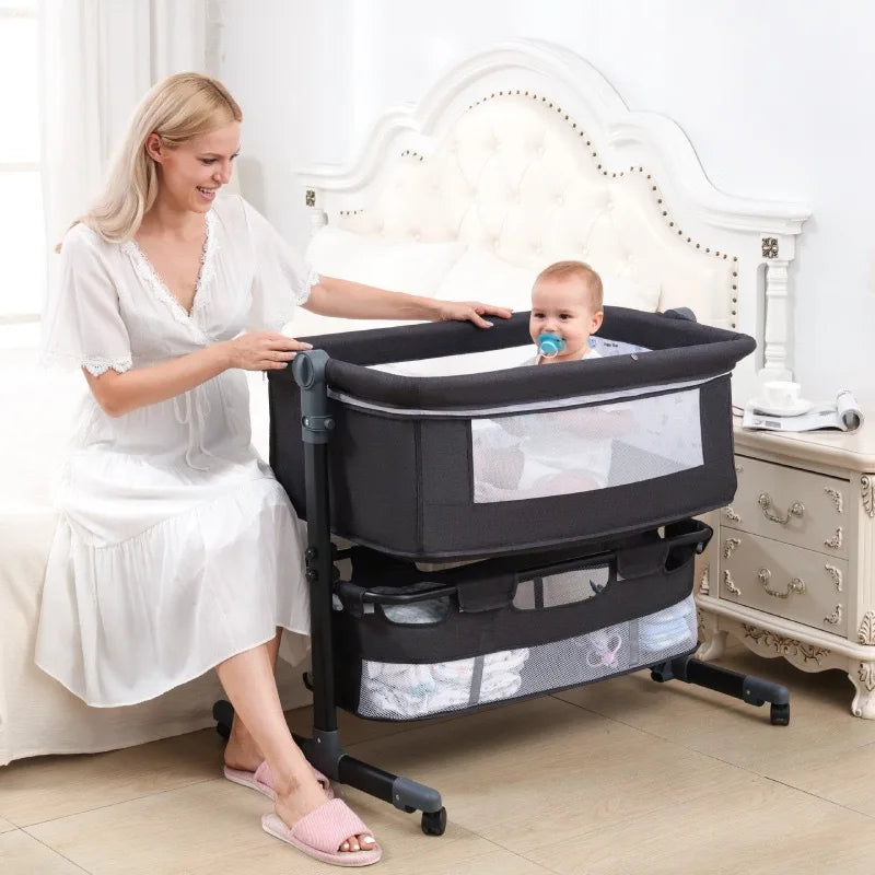 Multifuncional Baby Swing Bed Cradle Adjustable Height Baby Bassinet Bedside Sleeper Bed Crib for Baby