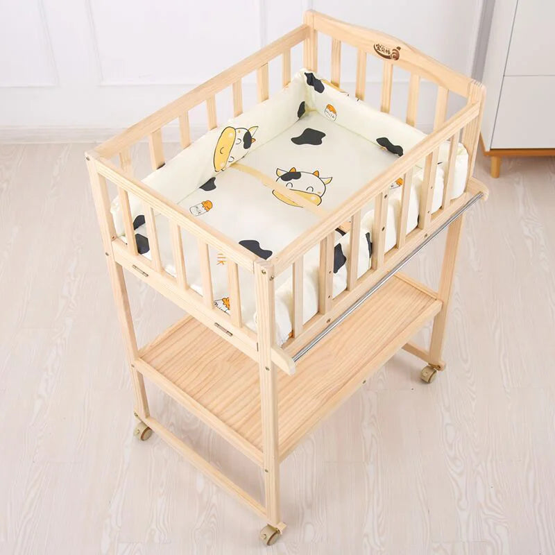 Solid Wood Infant Nursing Stand, Adjustable Massage Bathing Station, Multifunctional Baby Changing Table