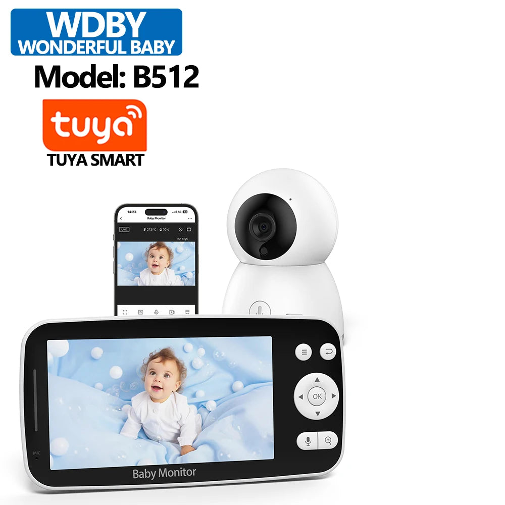 5.0 Inch Tuya Smart Video Baby Monitor 1080P Wireless Camera Two-Way Audio Night Vision Video Playback Home Security Babysitter