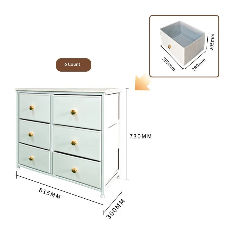 Retro Fabric Folding Drawer Storage Cabinet Living Room Dresser Bedroom Nightstand Organizer Cabinet Sideboard Sideboard
