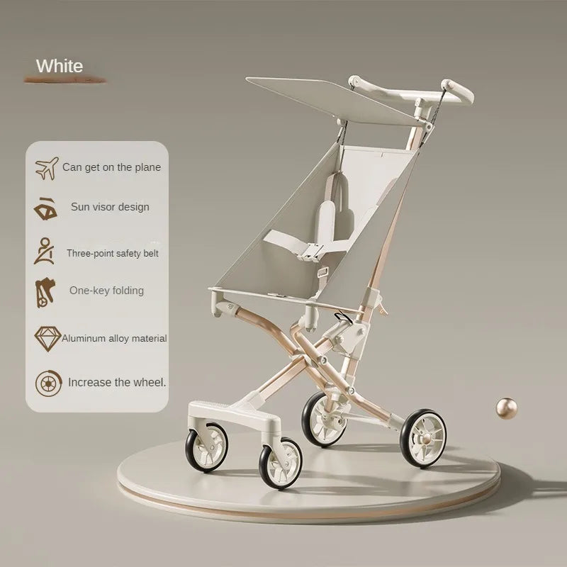 High Landscape Stroller Light Travel Trolley Light and Foldable Portable Travel Baby Stroller Four Wheel Trolley Cart