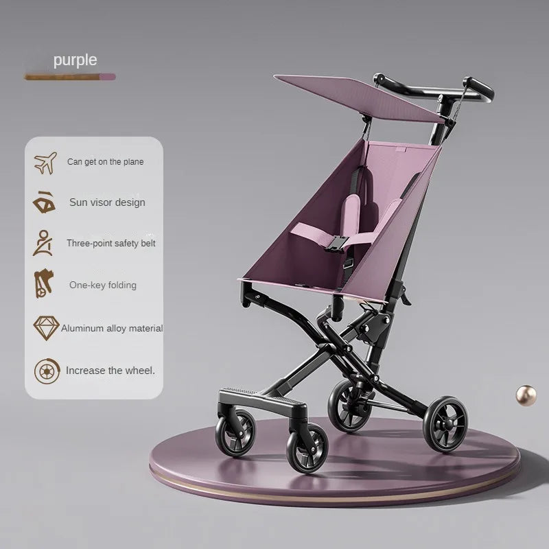 High Landscape Stroller Light Travel Trolley Light and Foldable Portable Travel Baby Stroller Four Wheel Trolley Cart