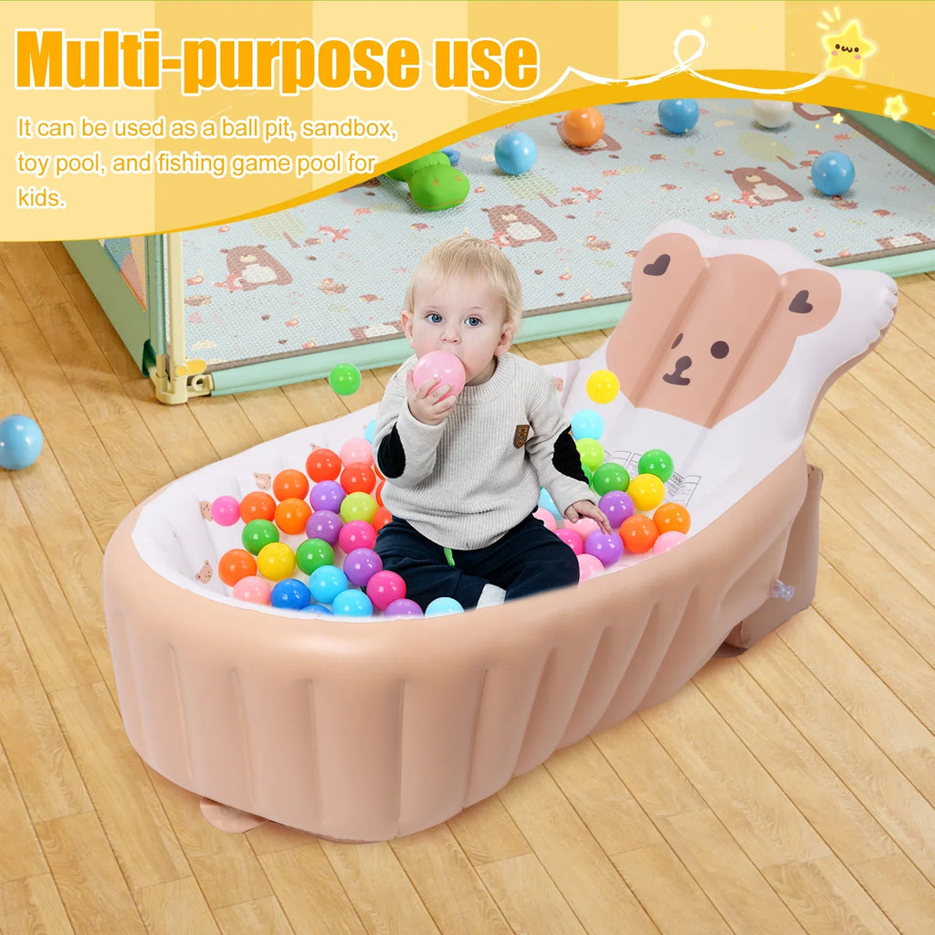 PVC Inflatable Baby Bathtub Elevated Backrest Design Soft Comfortable Travel Shower Basin Ergonomic Baby Bath Tub for Newborn