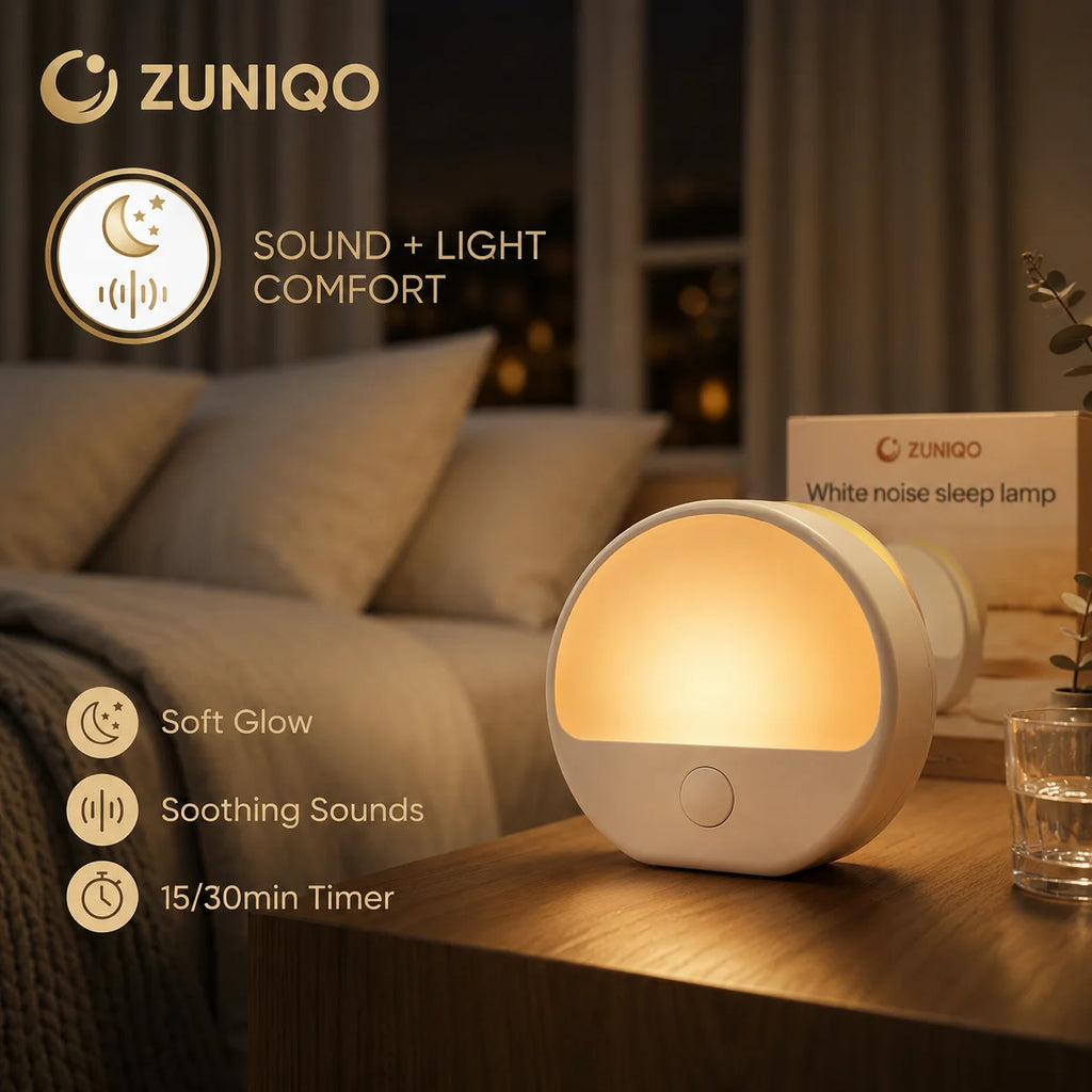 White Noise Sleep Lamp, Touch Night Light, 3 Modes, Timer, Portable Sound Machine for Better Sleep