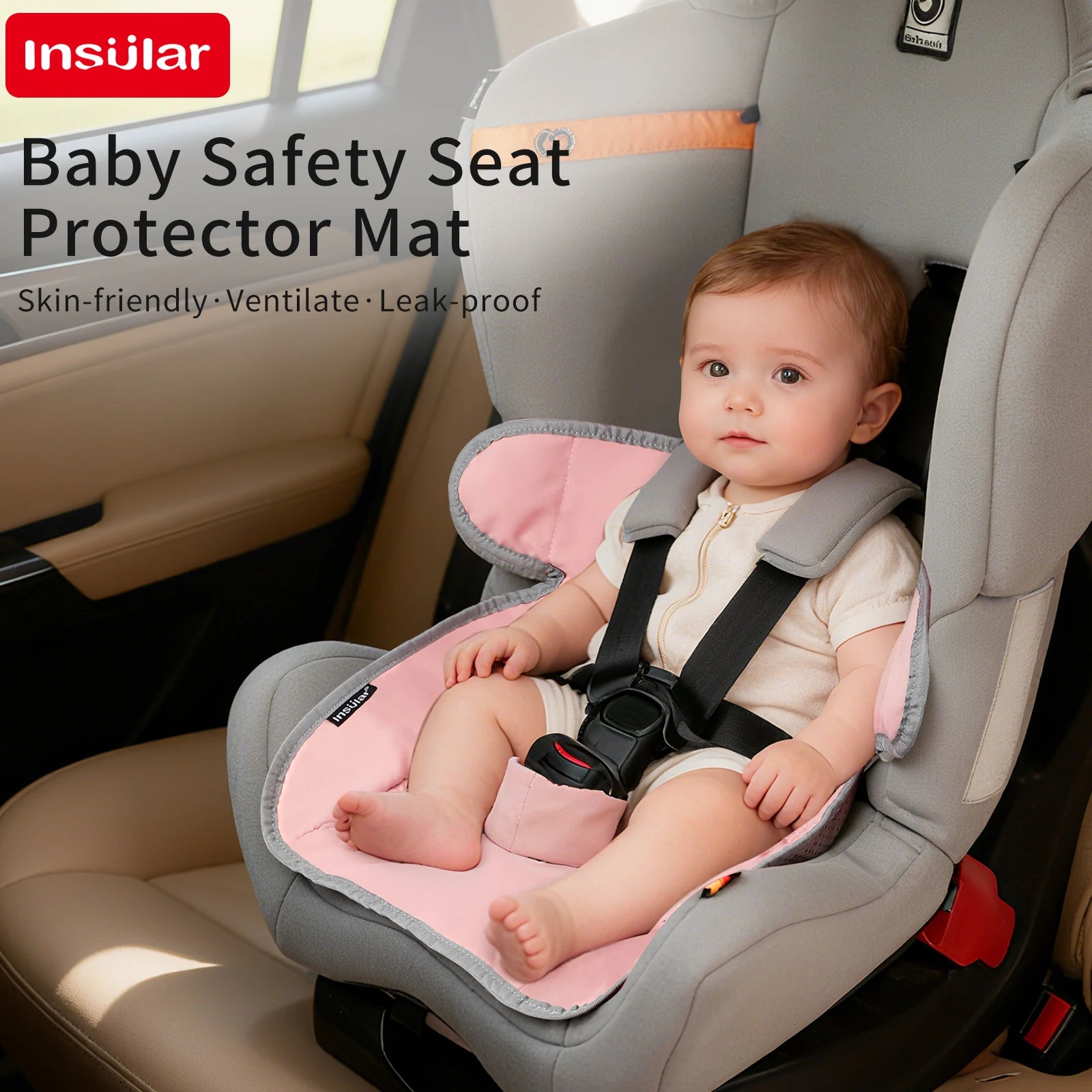 Insular Safety Seat Protective Mats Multi-functional Diaper Pad 3 Layer Waterproof Stroller Cushion Skin-friendly Child Car Seat