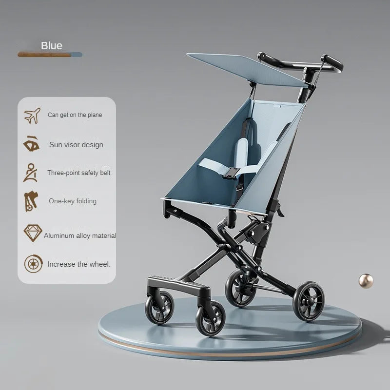 High Landscape Stroller Light Travel Trolley Light and Foldable Portable Travel Baby Stroller Four Wheel Trolley Cart