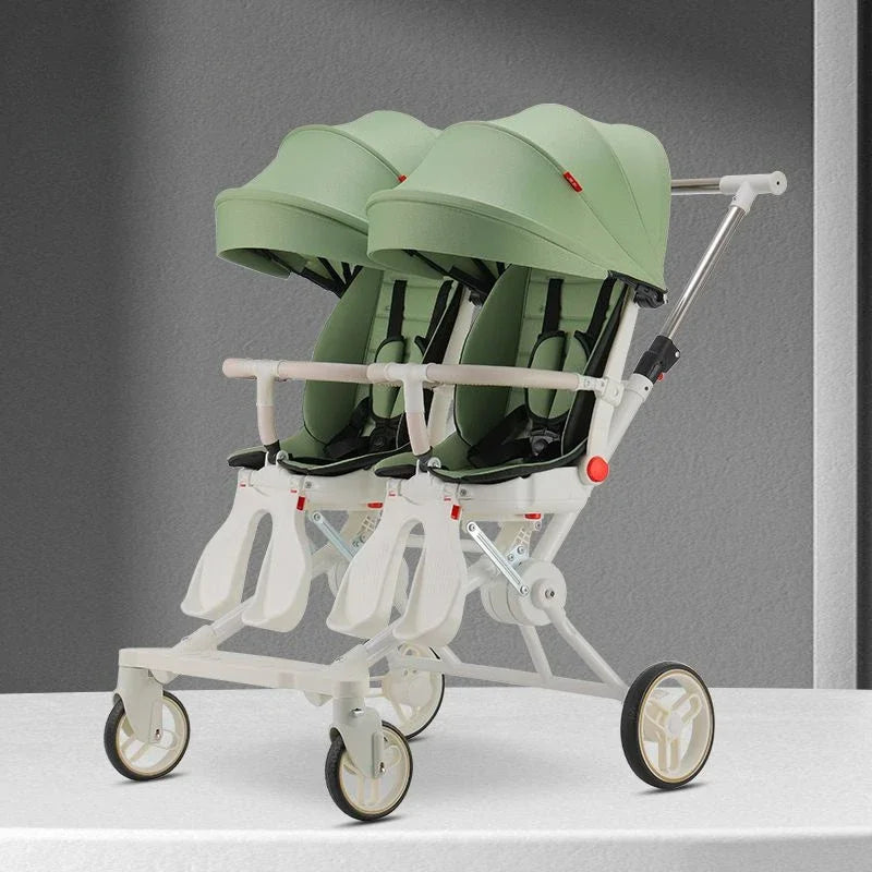 Double Portable Baby Carriage Twins Stroller Infant Stroller Foldable Second-child Baby Stroller Four-wheeled Twin Stroller