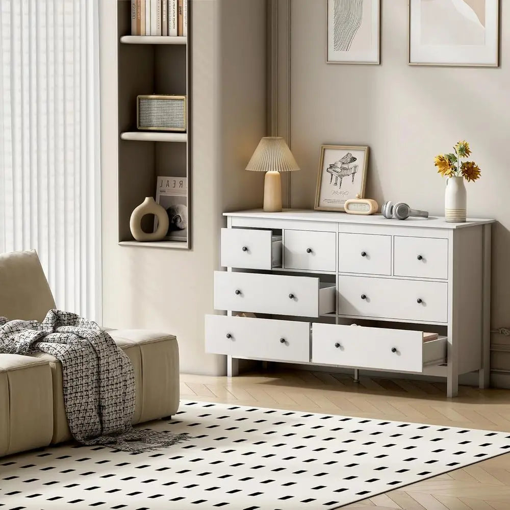 8-Drawer Solid Wood Dresser Chest for Bedroom