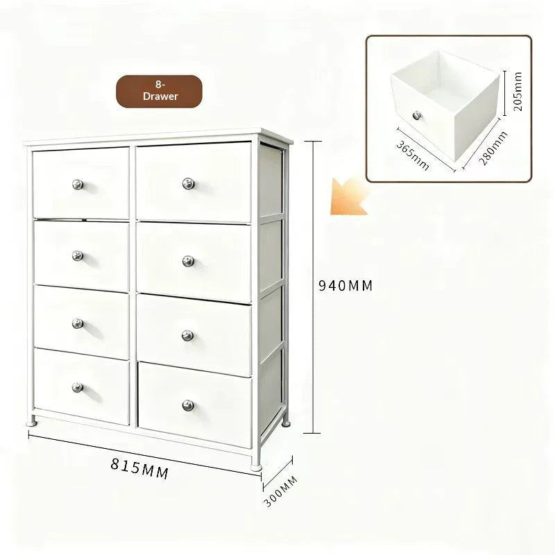 Retro Fabric Folding Drawer Storage Cabinet Living Room Dresser Bedroom Nightstand Organizer Cabinet Sideboard Sideboard