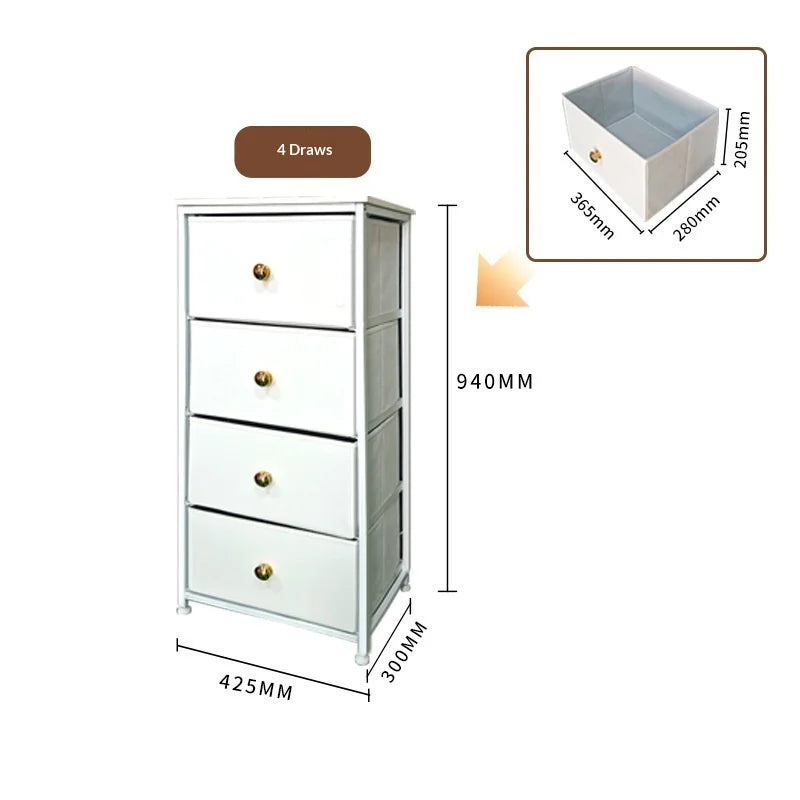 Retro Fabric Folding Drawer Storage Cabinet Living Room Dresser Bedroom Nightstand Organizer Cabinet Sideboard Sideboard