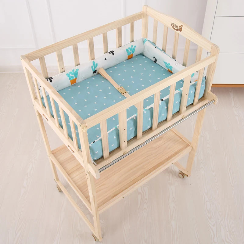 Solid Wood Infant Nursing Stand, Adjustable Massage Bathing Station, Multifunctional Baby Changing Table