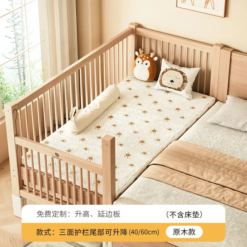 Customizable Solid Wood Children's Splicing Bed Wide Splicing Artifact Flat Baby Can Lift Bedside Bed