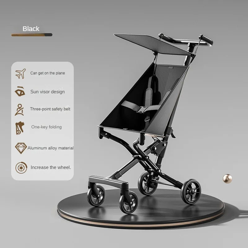 High Landscape Stroller Light Travel Trolley Light and Foldable Portable Travel Baby Stroller Four Wheel Trolley Cart