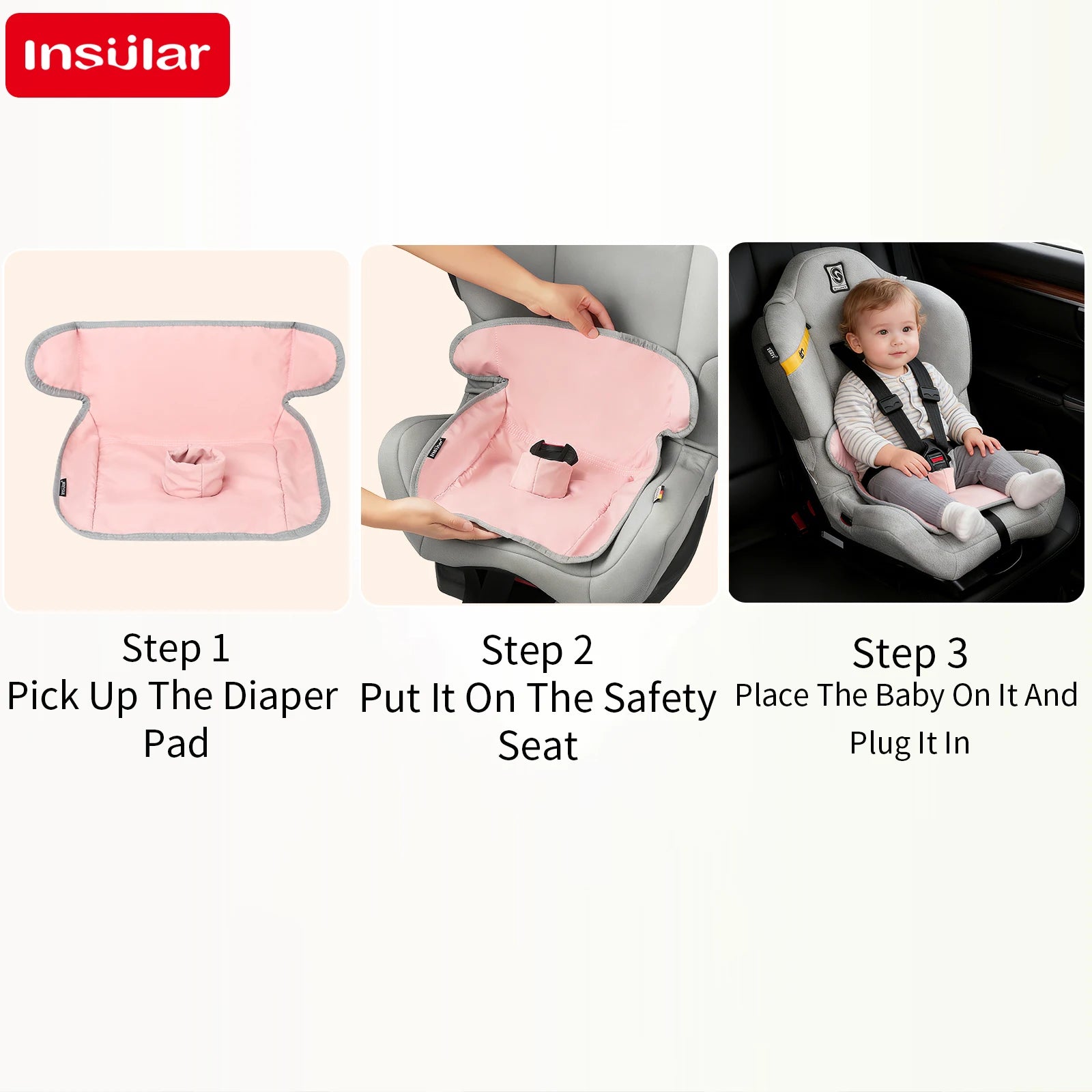 Insular Safety Seat Protective Mats Multi-functional Diaper Pad 3 Layer Waterproof Stroller Cushion Skin-friendly Child Car Seat