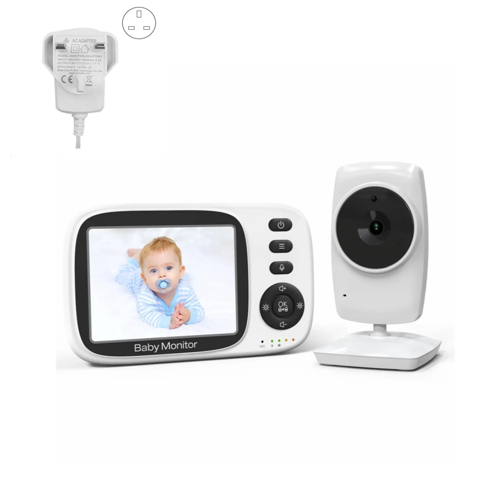 BabyStar 3.2Inch Wireless Video Baby Monitor With Lullabies Auto Night Vision Two Way Intercom Temperature Monitoring Babysitter