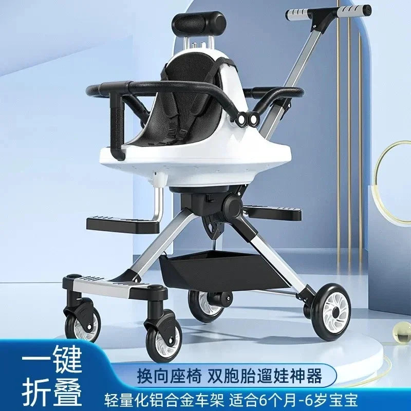 Lightweight folding baby walker trolley